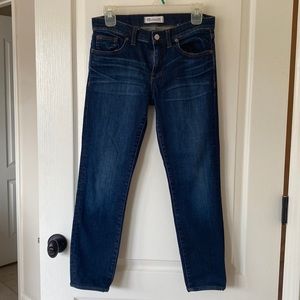 Dark wash cropped skinny jeans